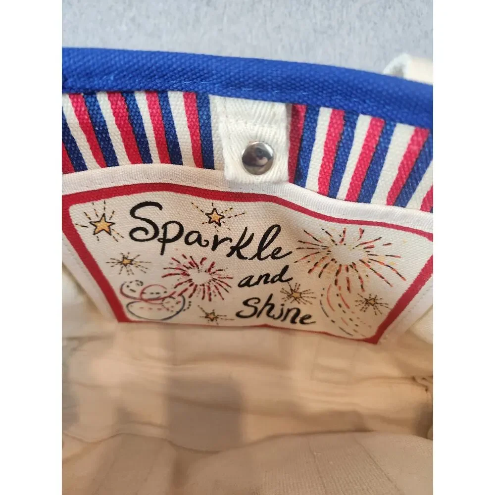Brighton Love Heart Print Canvas Crossbody mini tote Red White Blue Strap